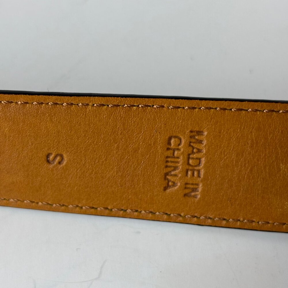 Ralph Lauren Brown Leather Belt Size S Textured Silver-tone Buckle RL Initials - Picture 10 of 13